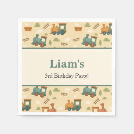 Servilleta De Papel Personalized Train Birthday Party 