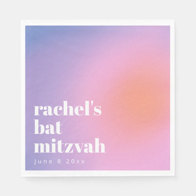 Servilleta De Papel Personalized Trendy Lavender Purple Bat Mitzvah (Anverso)