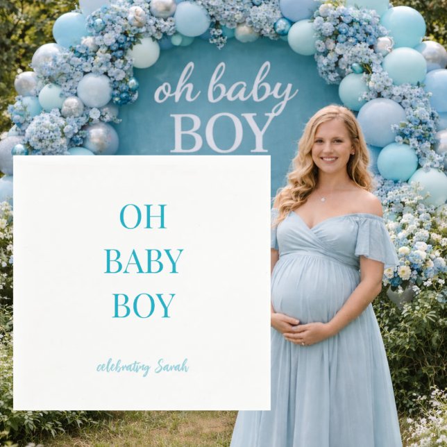 Servilleta De Papel Personalized Turquoise Oh Baby Boy Shower Napkins (Subido por el creador)