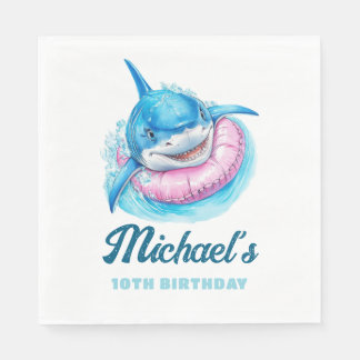 Servilleta De Papel Personalized Waterpark Shark Pool Party Birthday