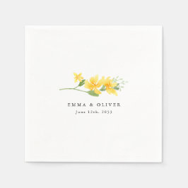 Servilleta De Papel Personalized Yellow Floral Rose Wedding Napkins