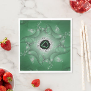 Servilleta De Papel Pesadillas   Arte fractal verde y blanco