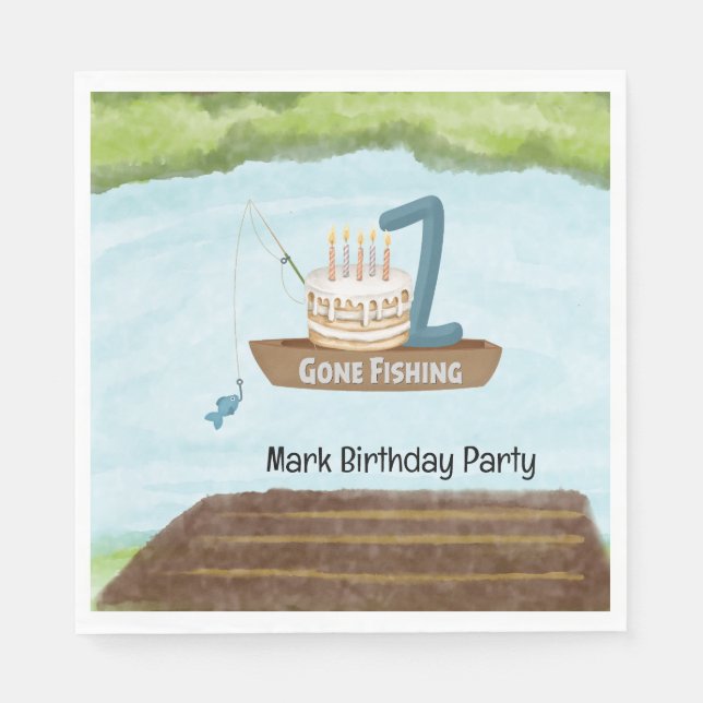 Servilleta De Papel Pesca 1 cumpleaños (Anverso)