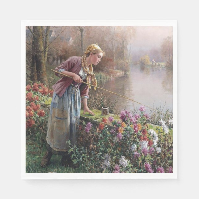 Servilleta De Papel Pesca de Chicas franceses en Bretaña (Anverso)