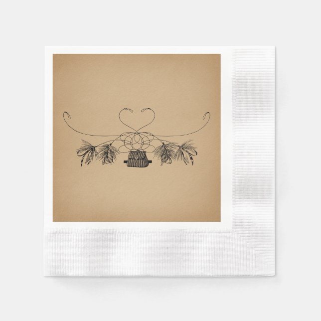Servilleta De Papel Pesca de mosca Arte de época (Anverso)