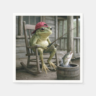 Servilleta De Papel Pesca de ranas en un barril de whisky