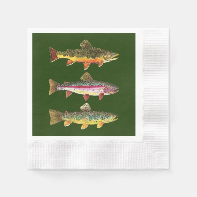 Servilleta De Papel Pesca de truchas, enredo (Anverso)
