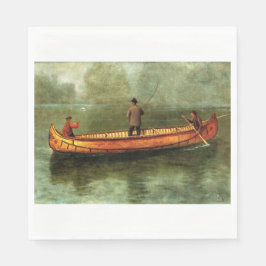 Servilleta De Papel Pesca de una canoa (pescadores en barco de madera)
