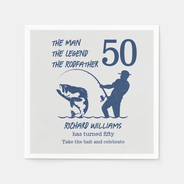 Servilleta De Papel Pesca del Rodfather Big Fish 50 cumpleaños (Anverso)