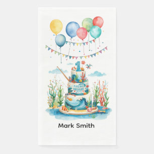 Servilleta De Papel Pesca Fiesta de primer cumpleaños con decoración d