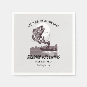 Servilleta De Papel Pesca jubilatoria en el lago Fisherman Vintage