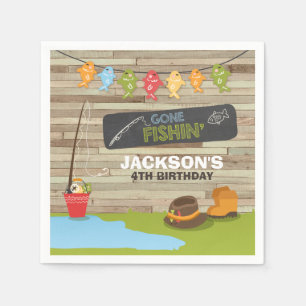Servilleta De Papel Pesca Papel de Cumpleaños Napkin Boy Reeling Mader