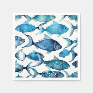 Servilleta De Papel Pescado azul del océano   Fiesta Nautical Coastal 