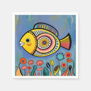 Servilleta De Papel Pescado colorido en el arrecife