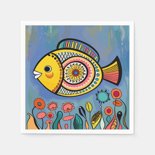 Servilleta De Papel Pescado colorido en el arrecife (Anverso)