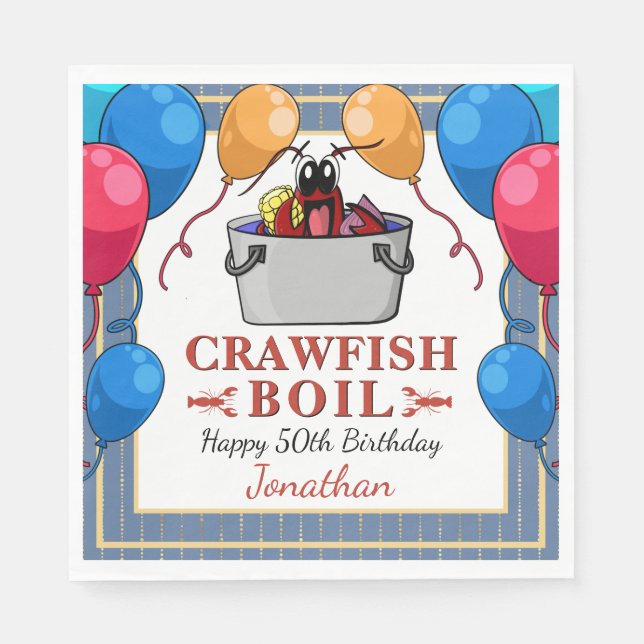 Servilleta De Papel Pescado de langosta Cumpleaños Cualquier Edad Fies (Anverso)