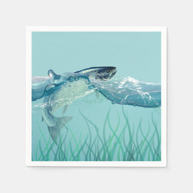 Servilleta De Papel Pescado grande en el cumpleaños del agua (Anverso)