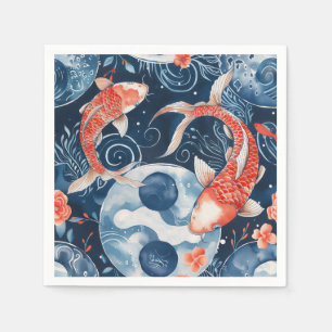 Servilleta De Papel Pescado Japonés En Acuarela