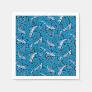 Servilleta De Papel Pescado Natación Algas Algas Coral Azul Vintage Cl