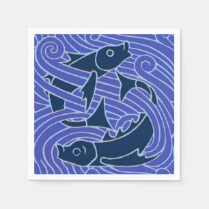 Servilleta De Papel Pescado Negrita Natación Océano Pesca Azul