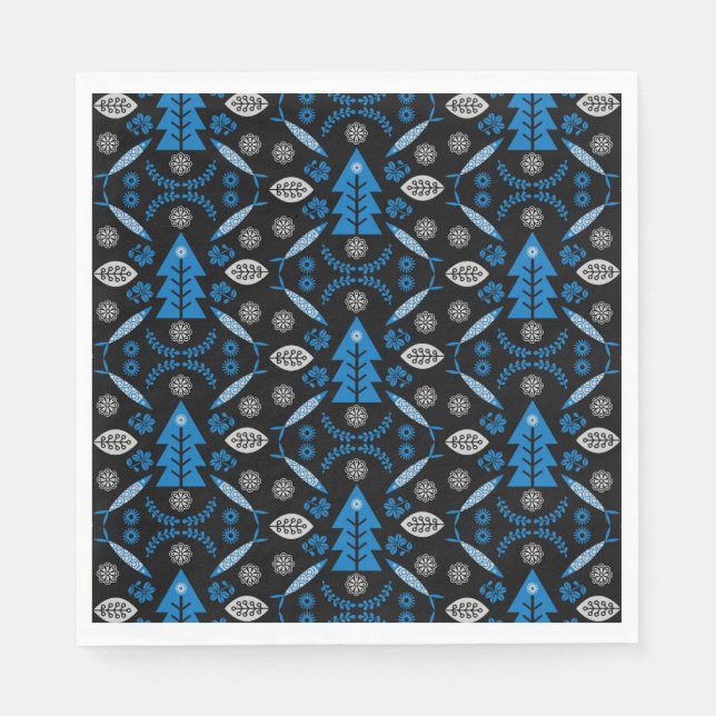 Servilleta De Papel Pescado nórdico de arte folclórico (Anverso)