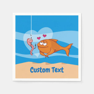 Servilleta De Papel Pescado y cebo en las servilletas de amor
