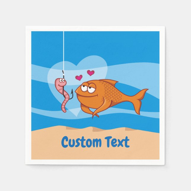 Servilleta De Papel Pescado y cebo en las servilletas de amor (Anverso)