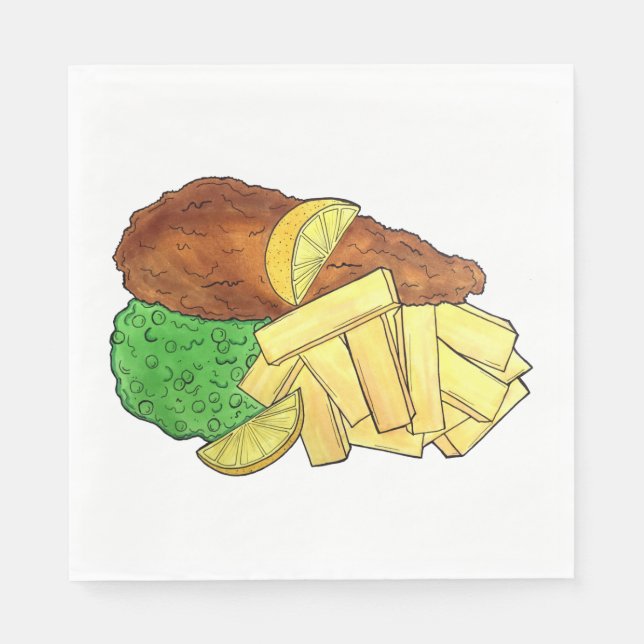 Servilleta De Papel Pescado y chile Mushy Peas British Pub Fare comida (Anverso)