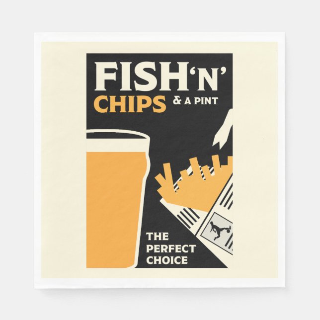 Servilleta De Papel Pescado Y Chips Británicos (Anverso)
