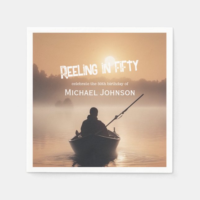 Servilleta De Papel Pescador del amanecer 50 cumpleaños (Anverso)