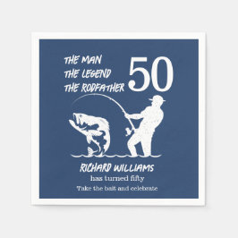 Servilleta De Papel Pescando la leyenda Rodfather cumpleaños número 50