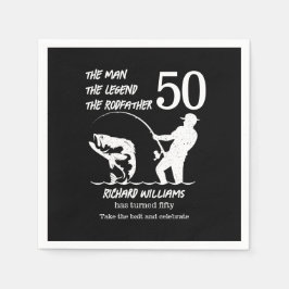 Servilleta De Papel Pescando la leyenda Rodfather cumpleaños número 50