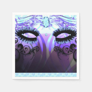 Servilleta De Papel Pestañas Glam Purple Fiesta de Máscara Personaliza