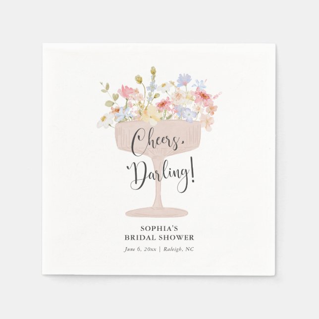 Servilleta De Papel Petales y ducha de novia del Prosecco (Anverso)