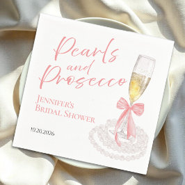 Servilleta De Papel Petales y Prosecco | Bow Watercolor Bridal Shower