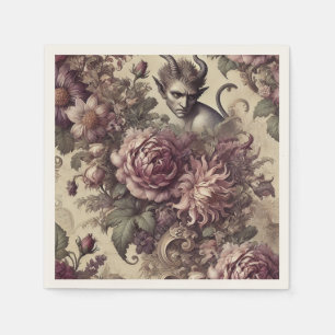 Servilleta De Papel Pétalos de ciruela malvados - Diseño floral gótico