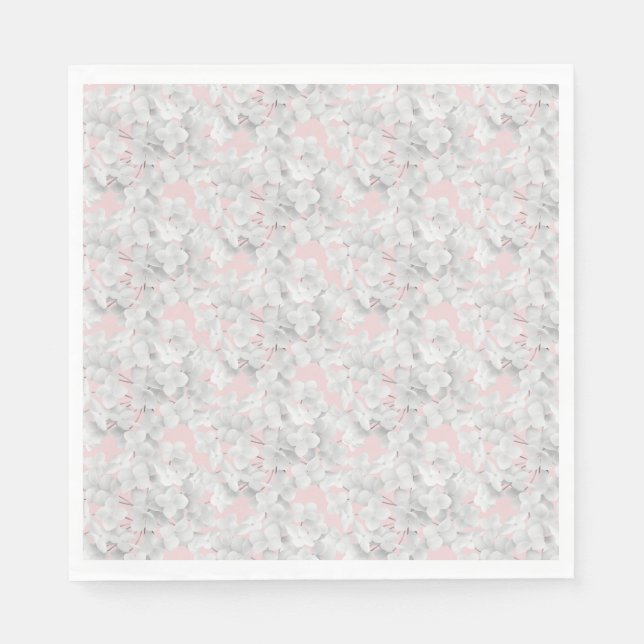 Servilleta De Papel Pétalos De Flor De Hidrangea Blanca En Rosa (Anverso)
