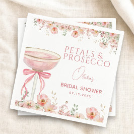 Servilleta De Papel Pétalos de lazo rosado y brindis de prosecco para 