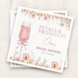 Servilleta De Papel Pétalos de lazo rosado y brindis de prosecco rosa 