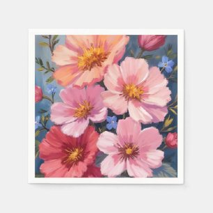 Servilleta De Papel Pétalos en Flor   Pintura de Acuarela Floral