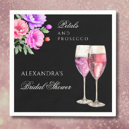 Servilleta De Papel Pétalos florales rosados y ducha de novia Prosecco