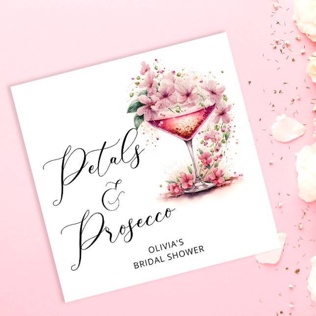 Servilleta De Papel Pétalos florales rosados y novia del Prosecco (Subido por el creador)