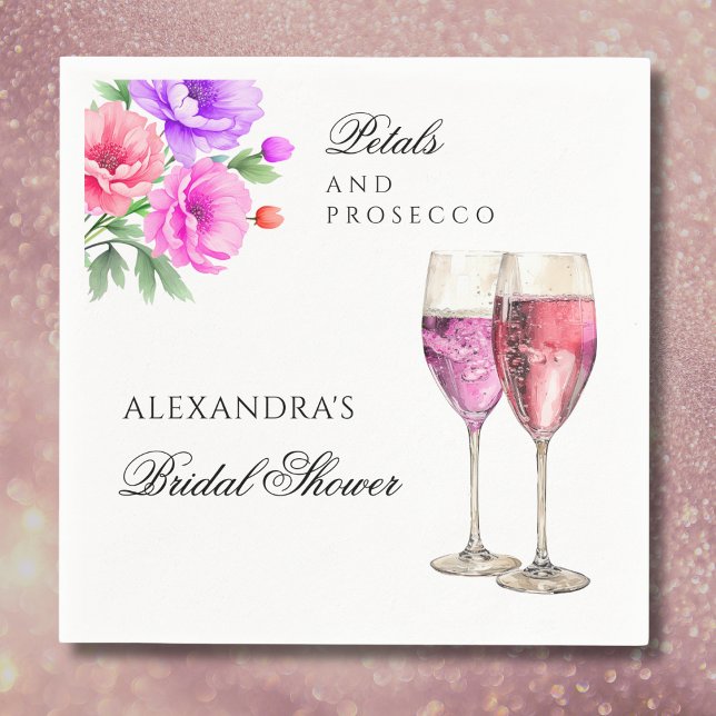 Servilleta De Papel Pétalos peones rosados y ducha de novias Prosecco (Subido por el creador)