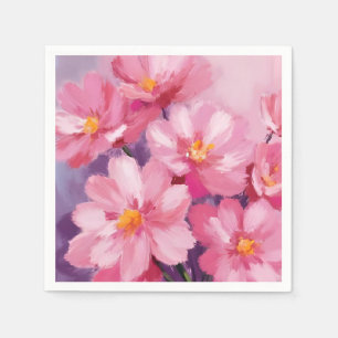 Servilleta De Papel Pétalos Rosados en Flor Pintura de Flores Acuare