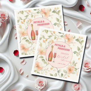 Servilleta De Papel Pétalos y Brunch Nupcial Floral Prosecco Dorado