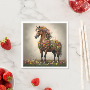 Servilleta De Papel Pétalos Y Canteras: Jardín De Fantasía De Caballos