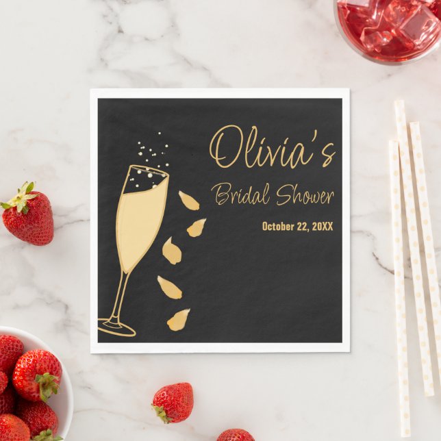 Servilleta De Papel Pétalos y pañales de ducha negra Prosecco (In situ)