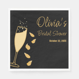 Servilleta De Papel Pétalos y pañales de ducha negra Prosecco