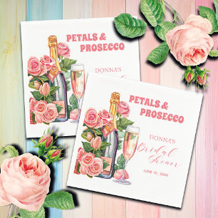 Servilleta De Papel Pétalos y Prosecco Botella y Rosas Despedida de So