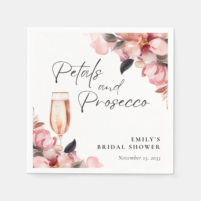 Servilleta De Papel Pétalos y Prosecco Fiesta Floral de Despedida de S (Anverso)
